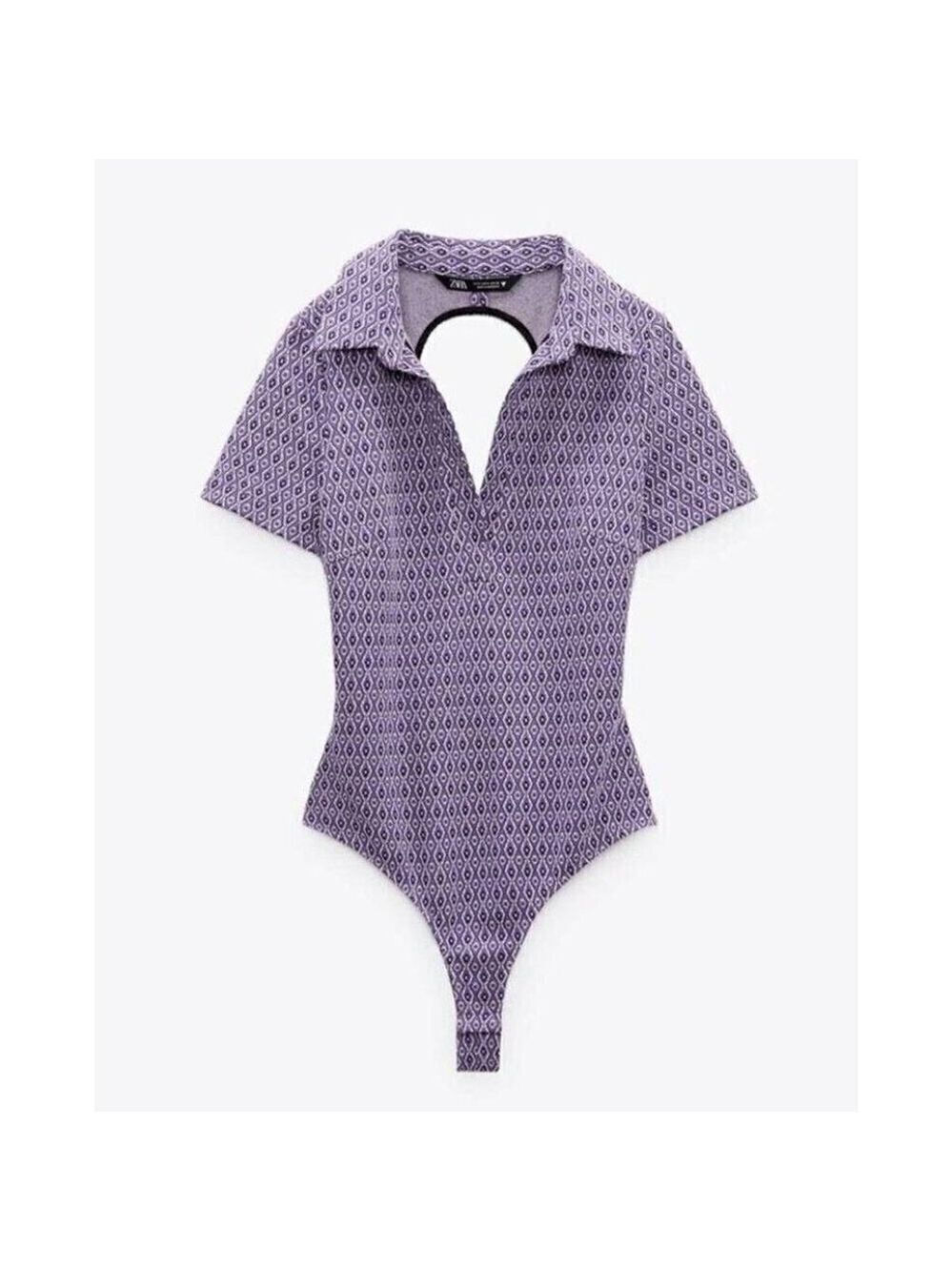 Zara BNWOT womens collared purple bodysuit sz small backless
